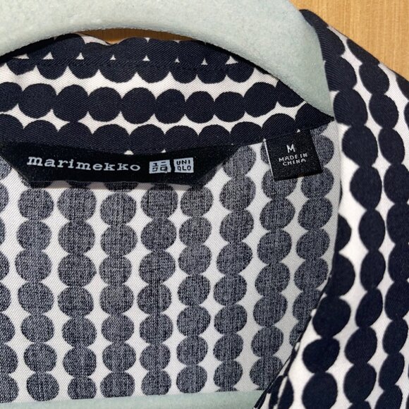 Marimekko Uniqlo Womens Jumpsuit Size M Black Dotted Long Sleeve Pure Rayon New - Picture 3 of 12